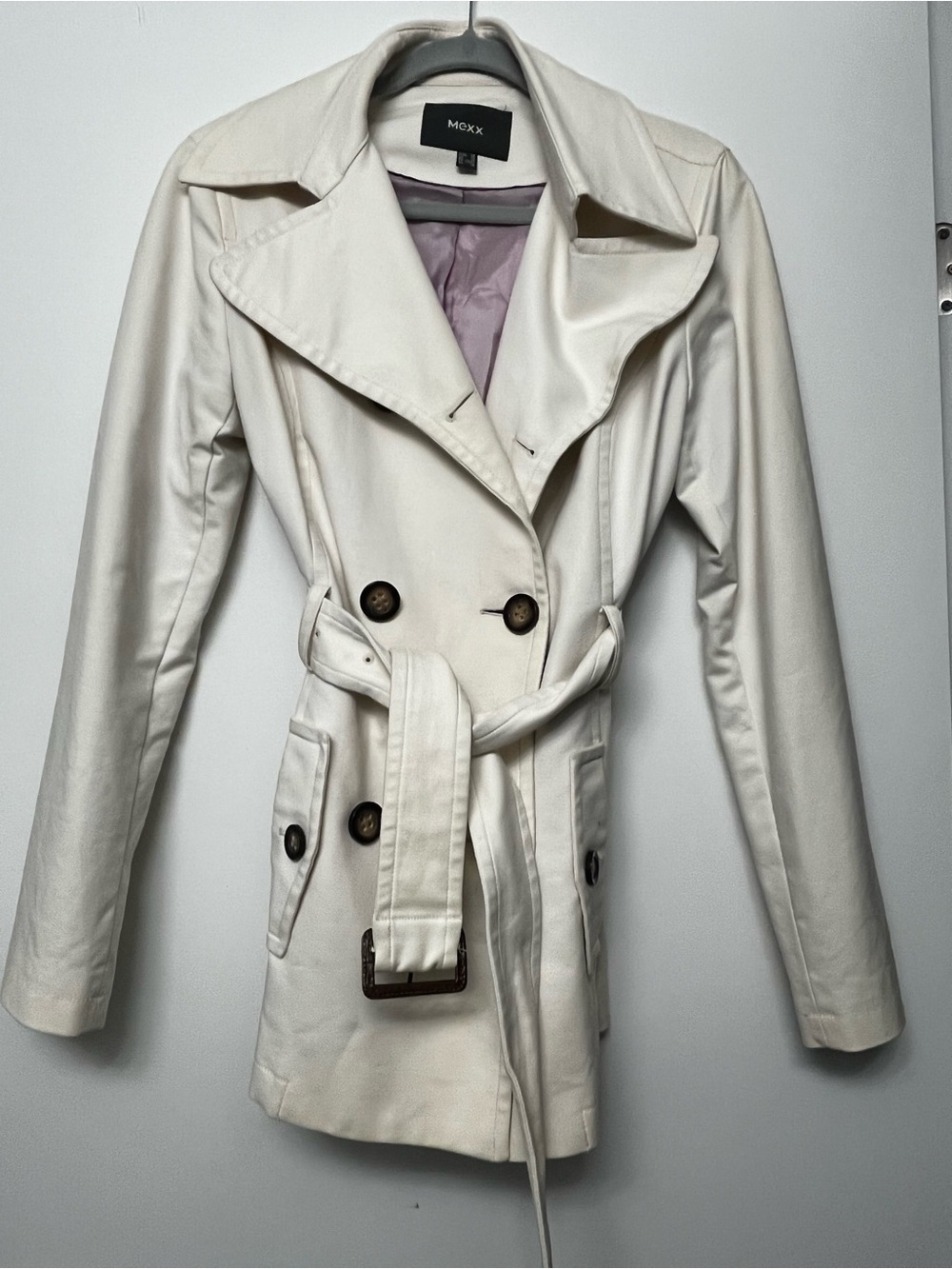 Mexx Cream Double-Breasted Trench with Belt